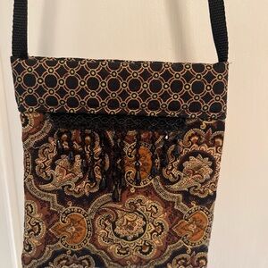 Chic Paisley Shoulder Bag in Black and Brown
